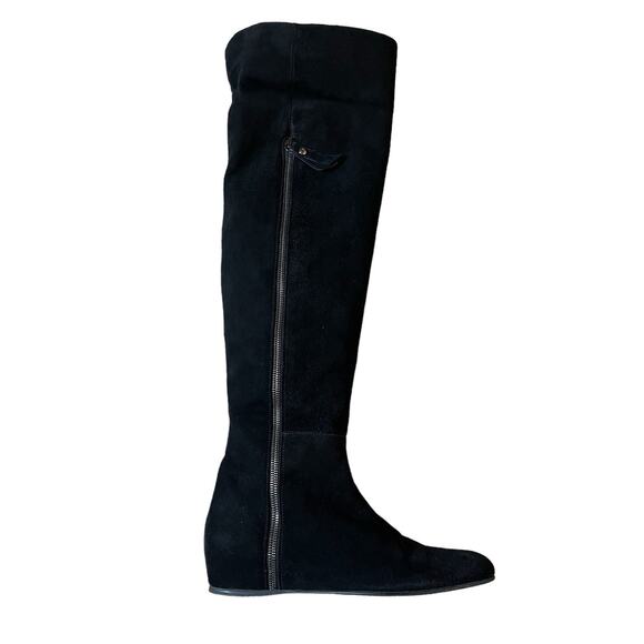 Stuart Weitzman Over the Knee Black Leather and Suede Roll Cuff Tall Boots 7.5 - Picture 3 of 15